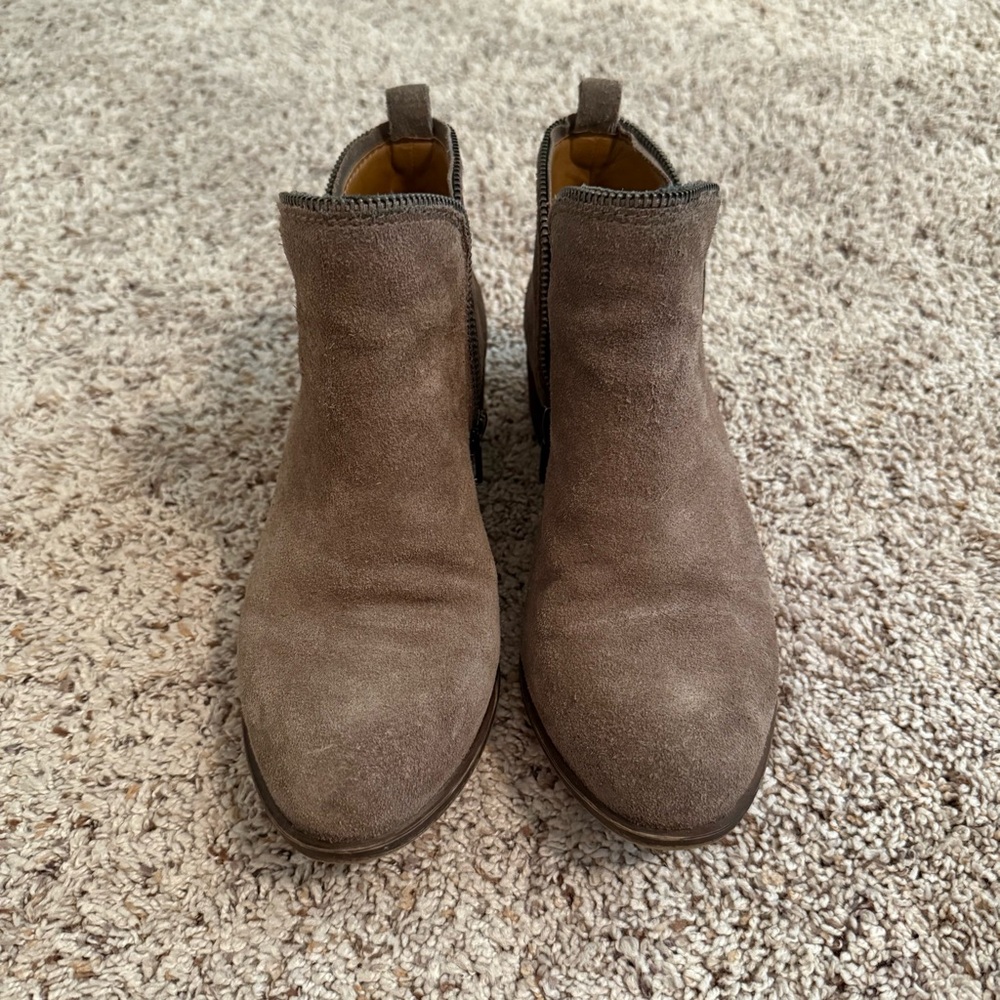 Lucky Brand Brown Ankle Booties with Suede Texture - Picture 2 of 6